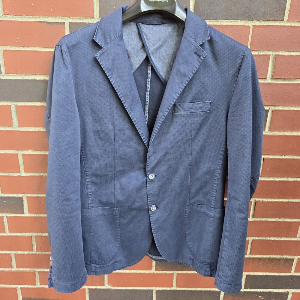 Fusaro Gold Sportswear Mens Sports Coat Navy Blazer Cotton Italy Size 48R IT58